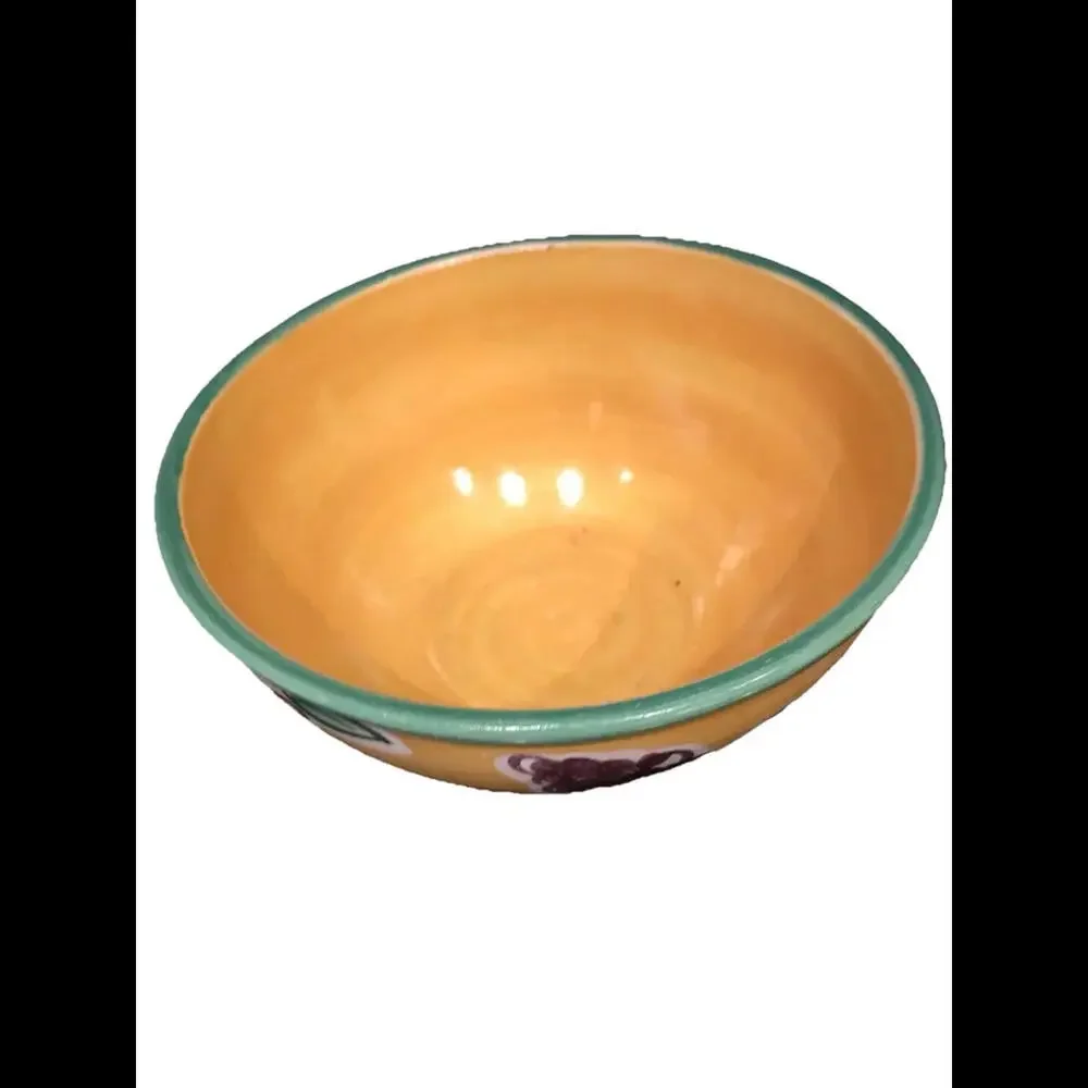 🍽️Large Hand Painted Bowl - Yellow With grapes
